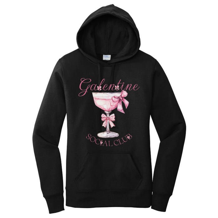 Galentine Social Club Valentines Day Coquette Bow Wine Women's Pullover Hoodie