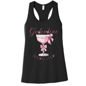 Galentine Social Club Valentines Day Coquette Bow Wine Women's Racerback Tank