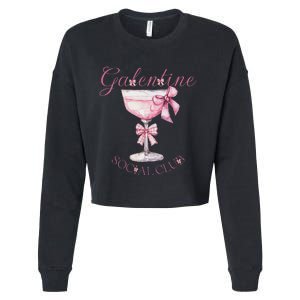 Galentine Social Club Valentines Day Coquette Bow Wine Cropped Pullover Crew