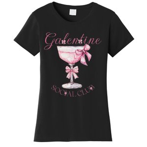 Galentine Social Club Valentines Day Coquette Bow Wine Women's T-Shirt