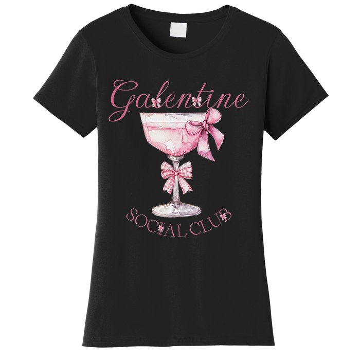 Galentine Social Club Valentines Day Coquette Bow Wine Women's T-Shirt