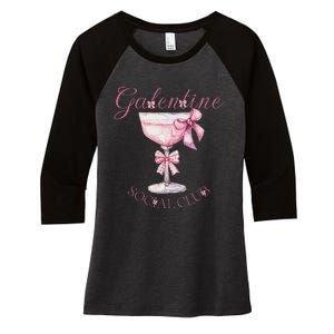 Galentine Social Club Valentines Day Coquette Bow Wine Women's Tri-Blend 3/4-Sleeve Raglan Shirt