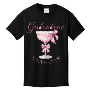 Galentine Social Club Valentines Day Coquette Bow Wine Kids T-Shirt