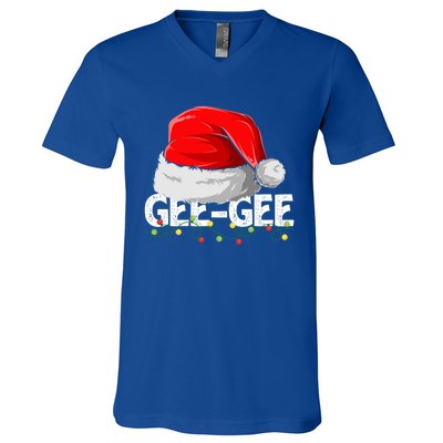 Geegee Santa Christmas Family Matching Pajamas Mama Xmas Great Gift V-Neck T-Shirt