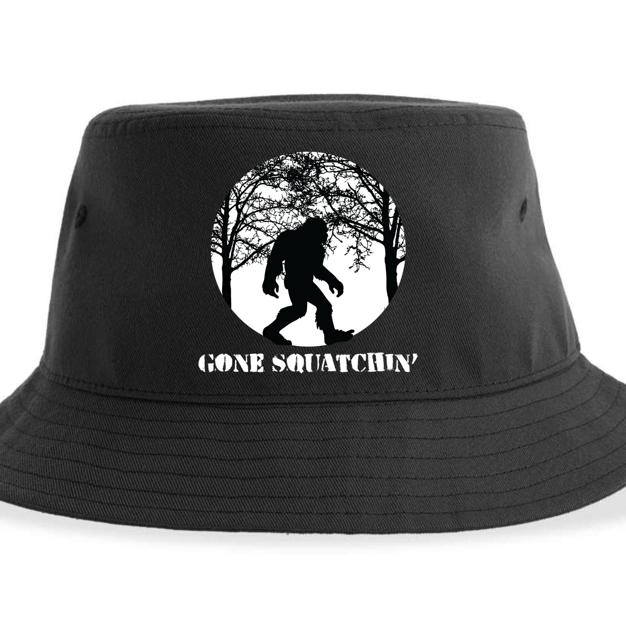 Gone Squatchin Cryptid Sasquatch Bigfoot Hunter Great Gift Sustainable Bucket Hat