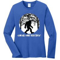 Gone Squatchin Cryptid Sasquatch Bigfoot Hunter Great Gift Ladies Long Sleeve Shirt