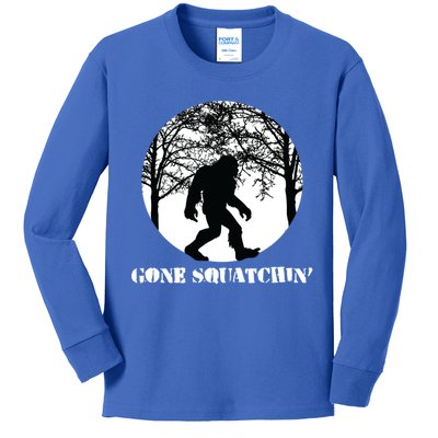 Gone Squatchin Cryptid Sasquatch Bigfoot Hunter Great Gift Kids Long Sleeve Shirt
