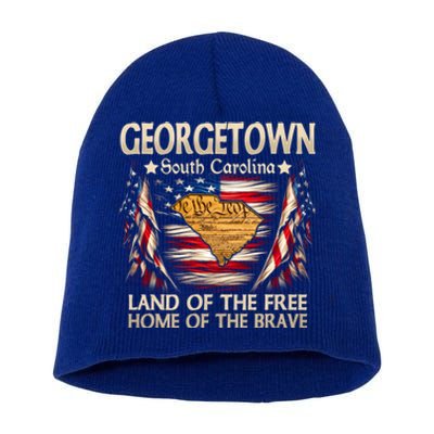 Georgetown South Carolina Usa Flag 4th Of July Gift Short Acrylic Beanie