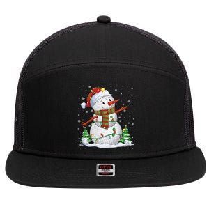 Golf Snowman Christmas Pajama Sport Ball Funny Golf Club 7 Panel Mesh Trucker Snapback Hat