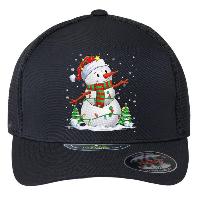 Golf Snowman Christmas Pajama Sport Ball Funny Golf Club Flexfit Unipanel Trucker Cap