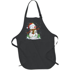 Golf Snowman Christmas Pajama Sport Ball Funny Golf Club Full-Length Apron With Pockets