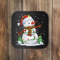 Golf Snowman Christmas Pajama Sport Ball Funny Golf Club Coaster