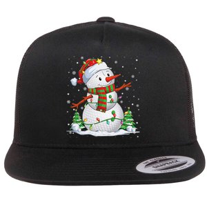 Golf Snowman Christmas Pajama Sport Ball Funny Golf Club Flat Bill Trucker Hat