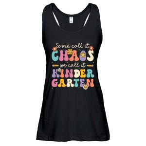 Groovy Some Call It Chaos We Call It Kindergarten Teacher Ladies Essential Flowy Tank