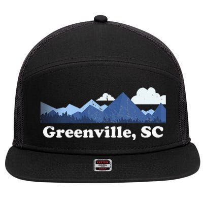 Greenville South Carolina Blue Ridge Mountains 7 Panel Mesh Trucker Snapback Hat