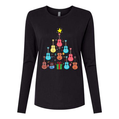 Guitars Snowball Christmas Tree Merry Xmas Boys Gift Womens Cotton Relaxed Long Sleeve T-Shirt