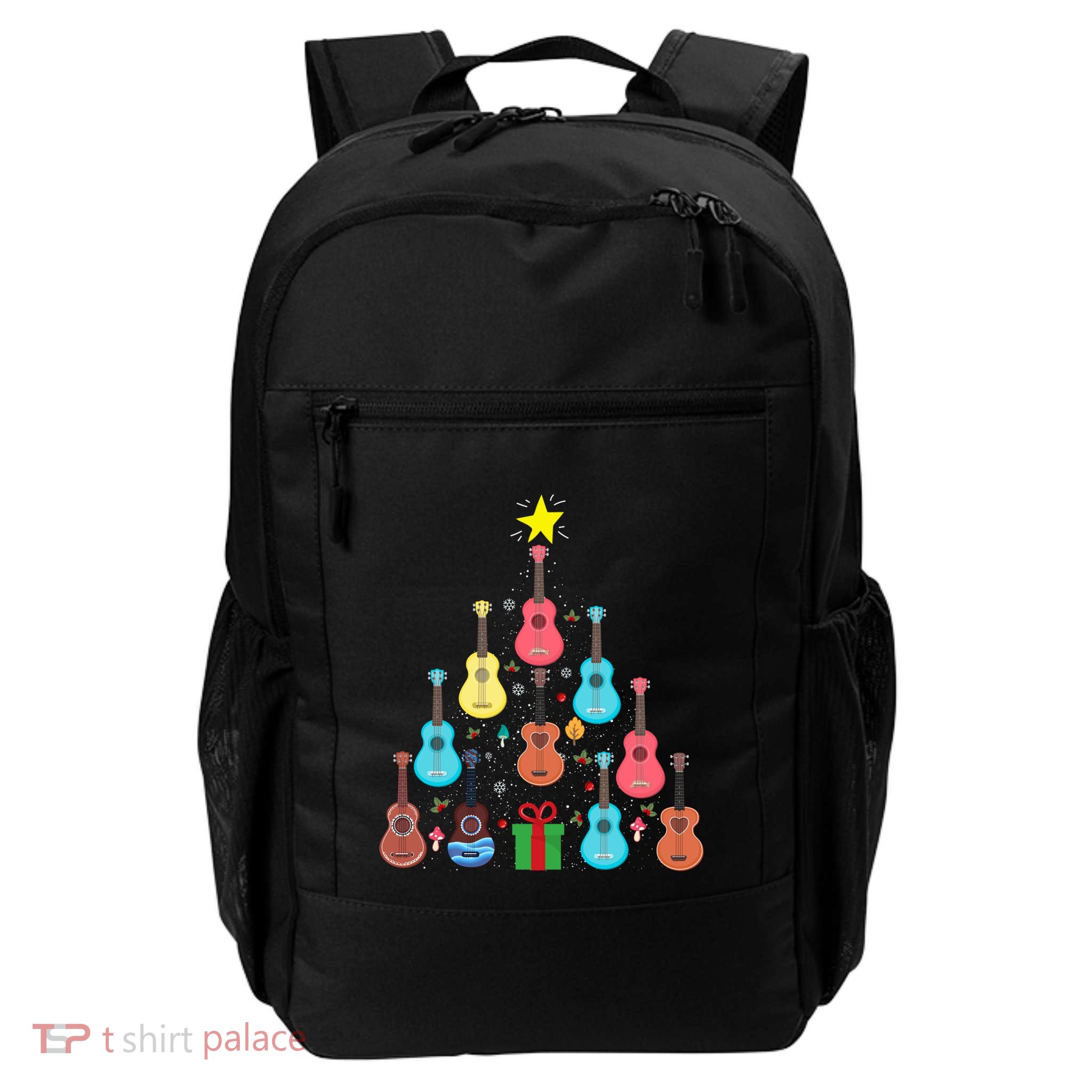 Guitars Snowball Christmas Tree Merry Xmas Boys Gift Backpack