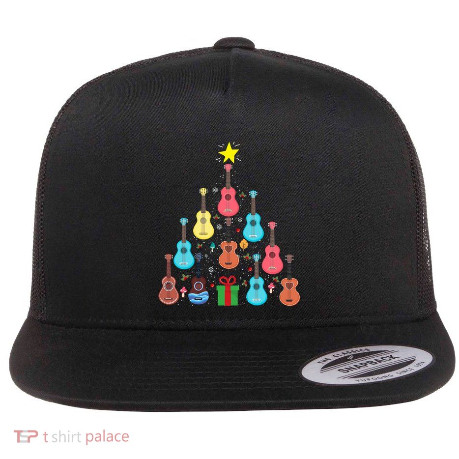 Guitars Snowball Christmas Tree Merry Xmas Boys Gift Flatbill Hat