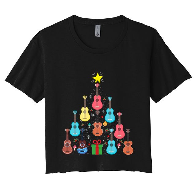 Guitars Snowball Christmas Tree Merry Xmas Boys Gift Crop Top
