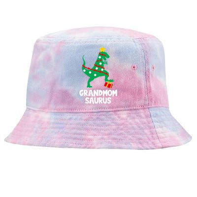 Grandmom Saurus Christmas Star Family Matching Dinosaur Gift Tie-Dyed Bucket Hat