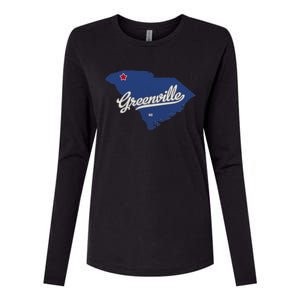 Greenville South Carolina SC Map Womens Cotton Relaxed Long Sleeve T-Shirt