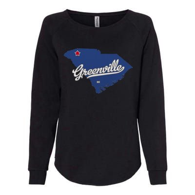 Greenville South Carolina SC Map Womens California Wash Sweatshirt