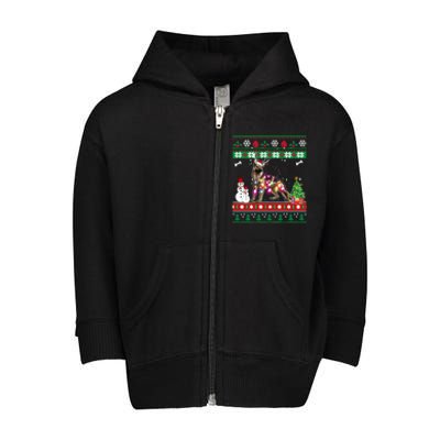 Ger Shepherd Christmas Lights Funny Xmas Dog Gift Toddler Zip Fleece Hoodie