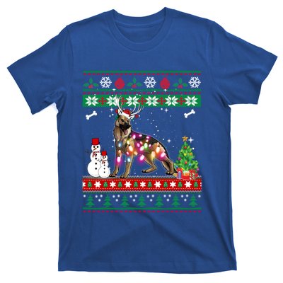 Ger Shepherd Christmas Lights Funny Xmas Dog Gift T-Shirt