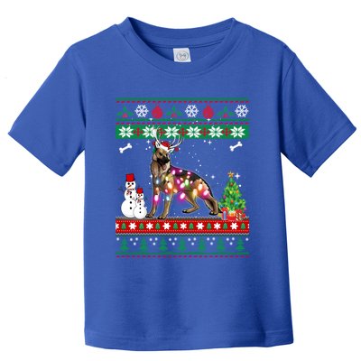 Ger Shepherd Christmas Lights Funny Xmas Dog Gift Toddler T-Shirt