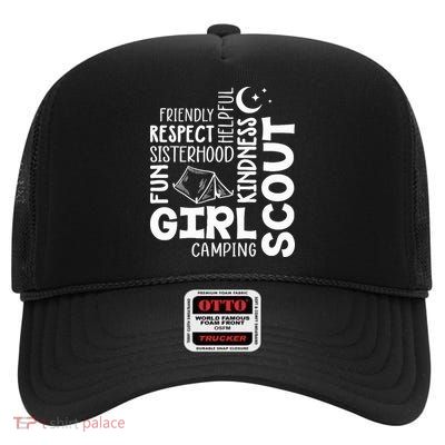 Girl Scout Camping Adventure Scout Troop Cookie Dealer High Crown Mesh Back Trucker Hat