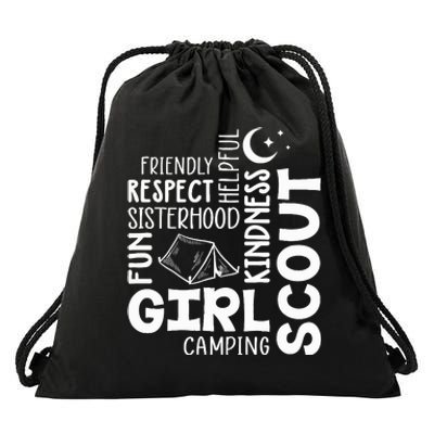 Girl Scout Camping Adventure Scout Troop Cookie Dealer Drawstring Bag