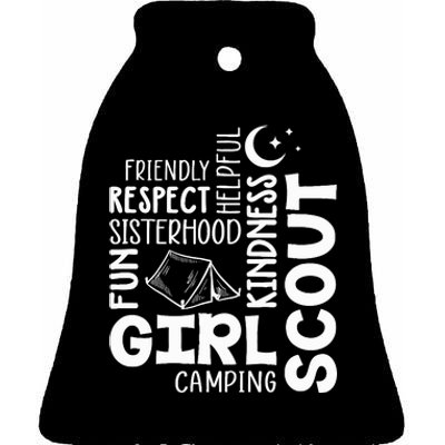 Girl Scout Camping Adventure Scout Troop Cookie Dealer Ceramic Bell Ornament