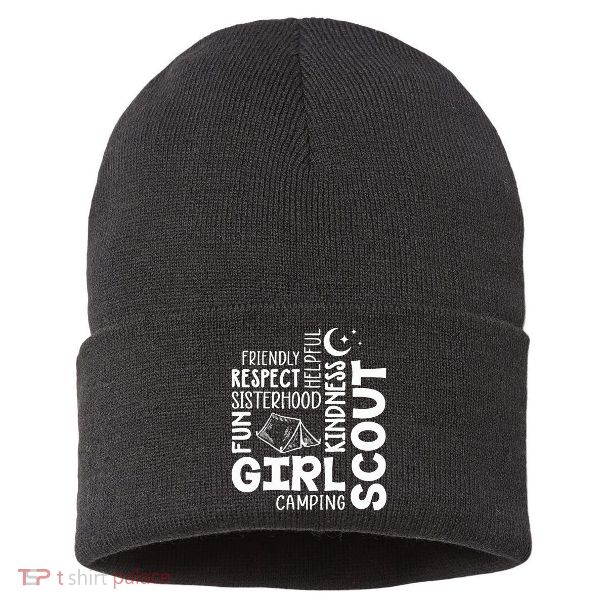 Girl Scout Camping Adventure Scout Troop Cookie Dealer Sustainable Knit Beanie