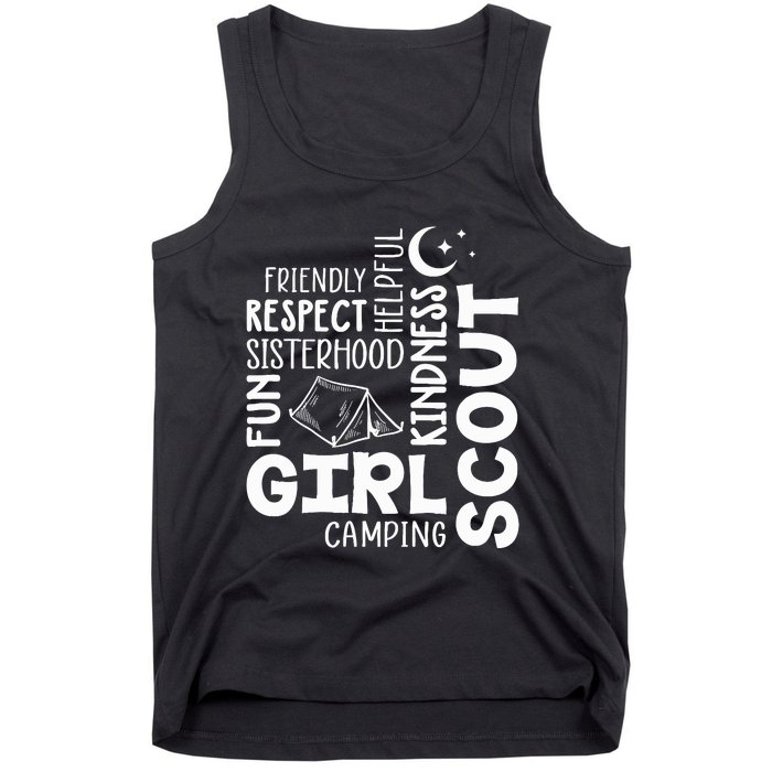 Girl Scout Camping Adventure Scout Troop Cookie Dealer Tank Top