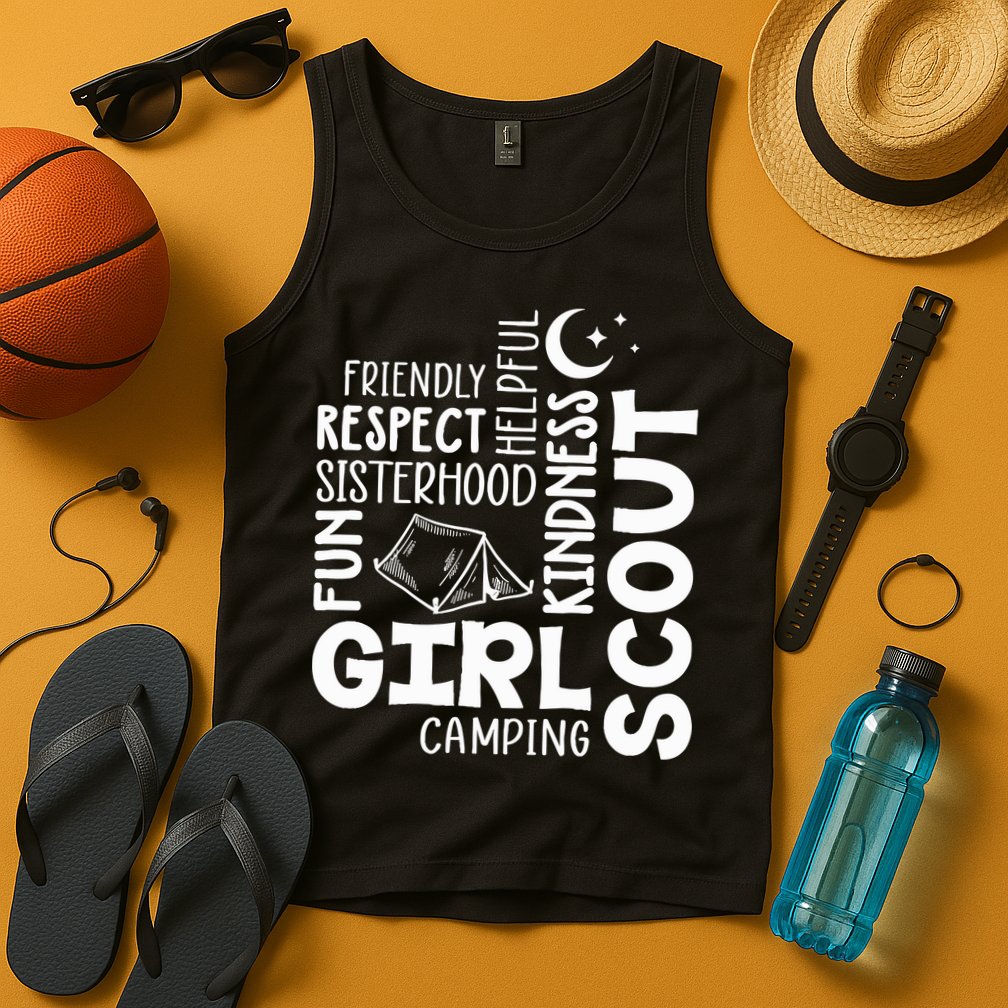 Girl Scout Camping Adventure Scout Troop Cookie Dealer Tank Top