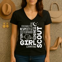 Girl Scout Camping Adventure Scout Troop Cookie Dealer Women's V-Neck T-Shirt