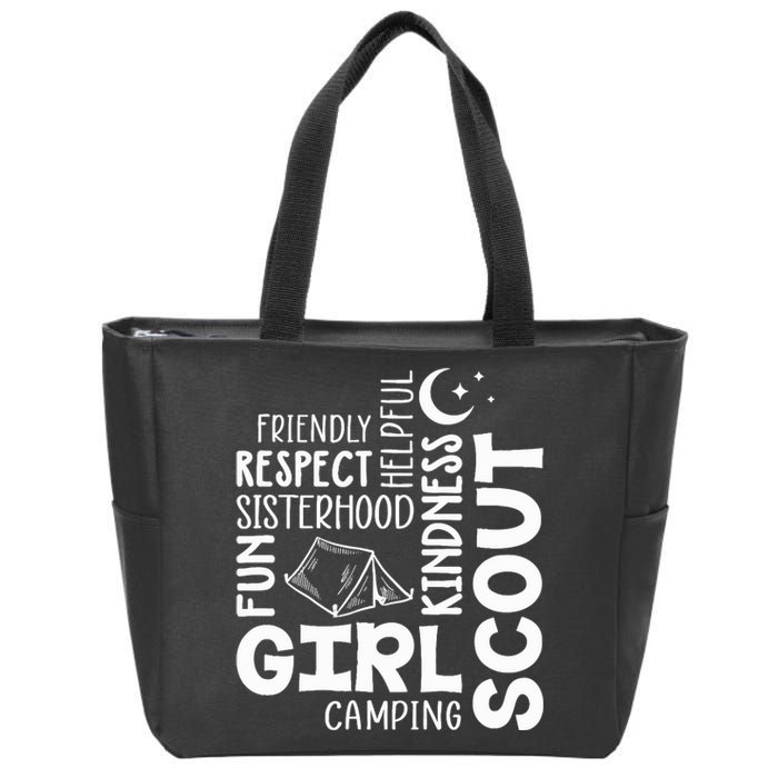 Girl Scout Camping Adventure Scout Troop Cookie Dealer Zip Tote Bag