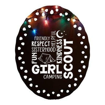 Girl Scout Camping Adventure Scout Troop Cookie Dealer Ceramic Oval Ornament