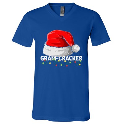 Gramcracker Santa Christmas Family Matching Pajamas Mama Gift V-Neck T-Shirt