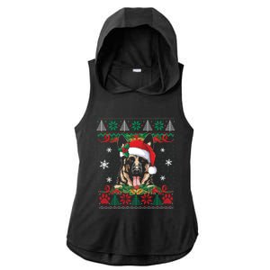 Ger Shepherd Christmas Santa Ugly Sweater Dog Lover Xmas Gift Ladies PosiCharge Tri-Blend Wicking Draft Hoodie Tank