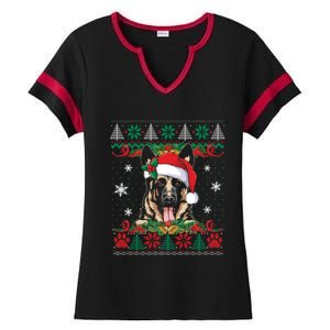 Ger Shepherd Christmas Santa Ugly Sweater Dog Lover Xmas Gift Ladies Halftime Notch Neck Tee