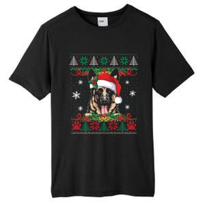 Ger Shepherd Christmas Santa Ugly Sweater Dog Lover Xmas Gift Tall Fusion ChromaSoft Performance T-Shirt