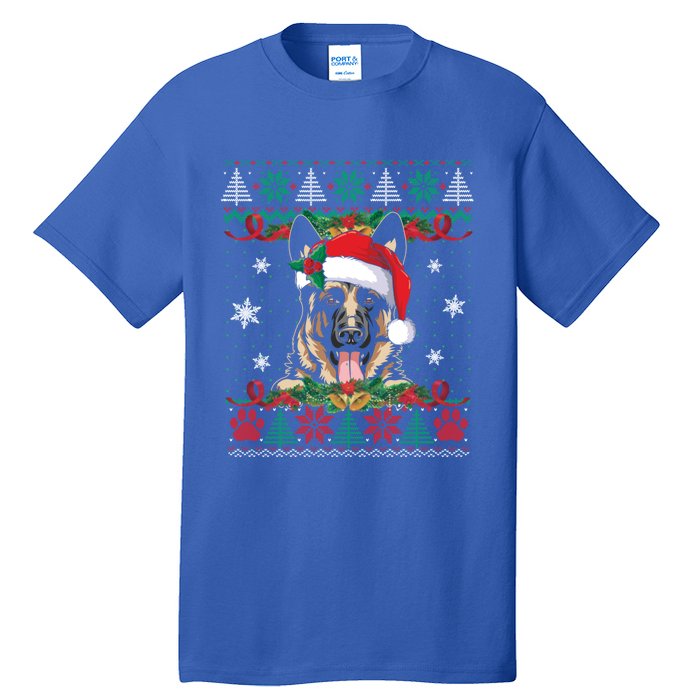 Ger Shepherd Christmas Santa Ugly Sweater Dog Lover Xmas Gift Tall T-Shirt