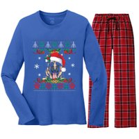 Ger Shepherd Christmas Santa Ugly Sweater Dog Lover Xmas Gift Women's Long Sleeve Flannel Pajama Set 