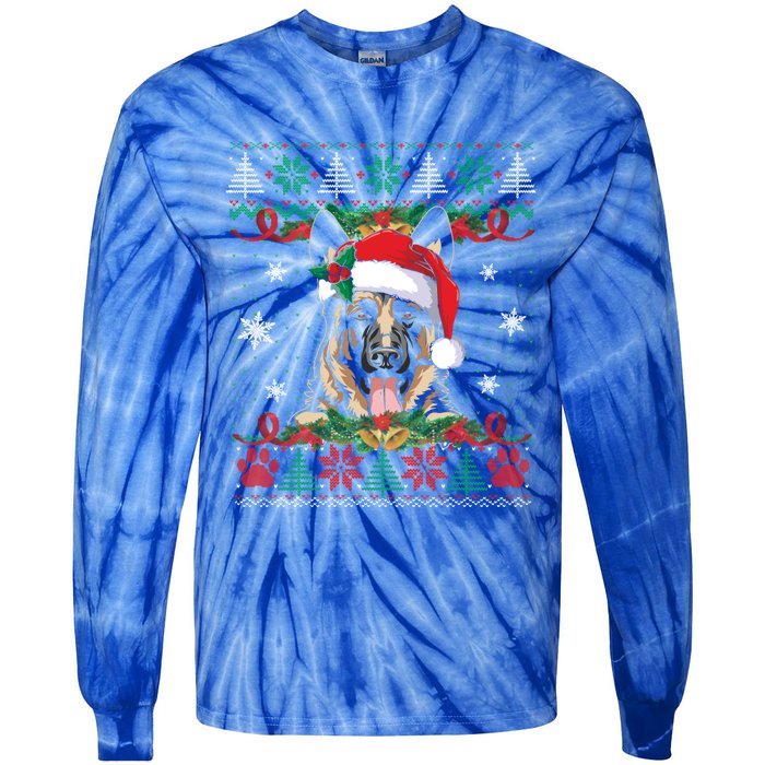 Ger Shepherd Christmas Santa Ugly Sweater Dog Lover Xmas Gift Tie-Dye Long Sleeve Shirt