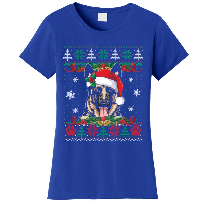 Ger Shepherd Christmas Santa Ugly Sweater Dog Lover Xmas Gift Women's T-Shirt