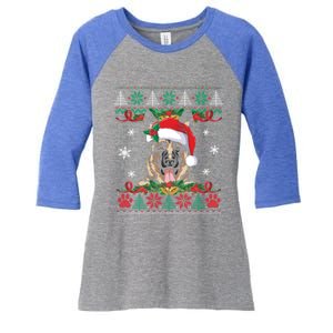 Ger Shepherd Christmas Santa Ugly Sweater Dog Lover Xmas Gift Women's Tri-Blend 3/4-Sleeve Raglan Shirt