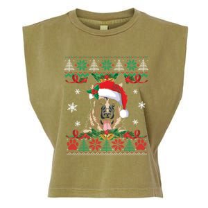 Ger Shepherd Christmas Santa Ugly Sweater Dog Lover Xmas Gift Garment-Dyed Women's Muscle Tee