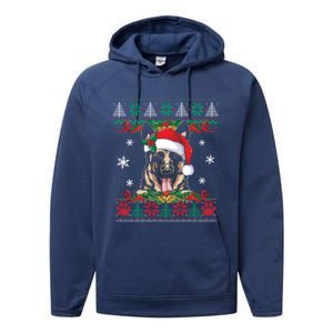 Ger Shepherd Christmas Santa Ugly Sweater Dog Lover Xmas Gift Performance Fleece Hoodie