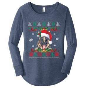 Ger Shepherd Christmas Santa Ugly Sweater Dog Lover Xmas Gift Women's Perfect Tri Tunic Long Sleeve Shirt